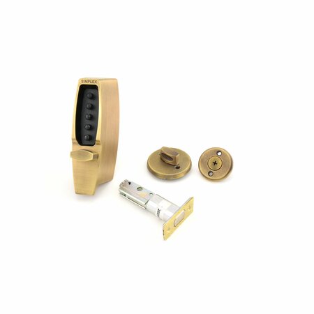 SIMPLEX Kaba Mechanical Pushbutton Auxiliary Lock with Thumbturn; 1in Deadbolt and 2-3/4in Backset 710205
